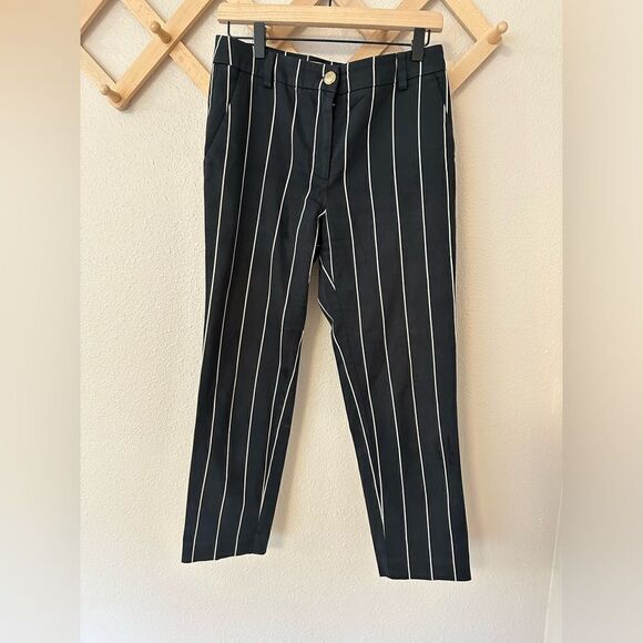 Derek Lam 10 Crosby Cropped Straight-Leg Striped Trousers Sz 2 - Picture 3 of 9